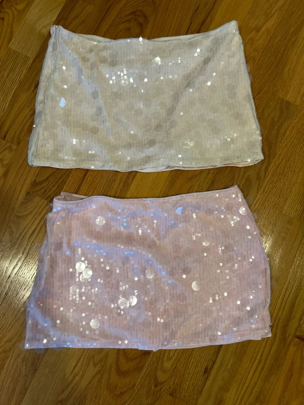 SHEIN Sequin Mini Skirts in Apricot & Light Pink